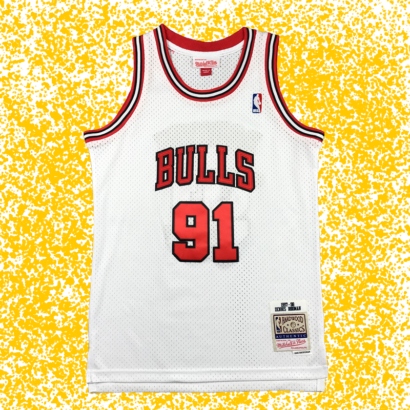Bulls #91 Rodman White Icon Edition T-Shirt