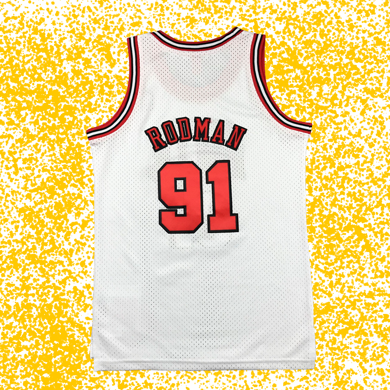Bulls #91 Rodman White Icon Edition T-Shirt