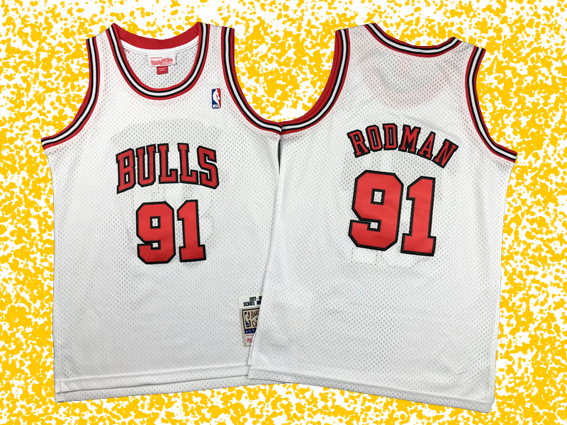 Bulls #91 Rodman White Icon Edition T-Shirt