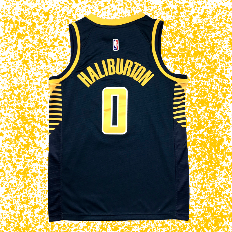 Pacers #0 Haliburton Navy Icon Edition T-Shirt