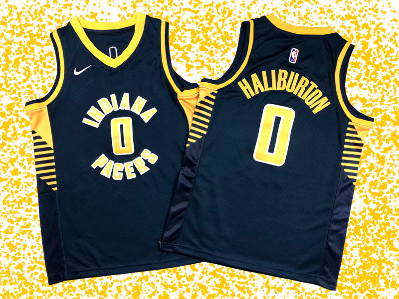 Pacers #0 Haliburton Navy Icon Edition T-Shirt