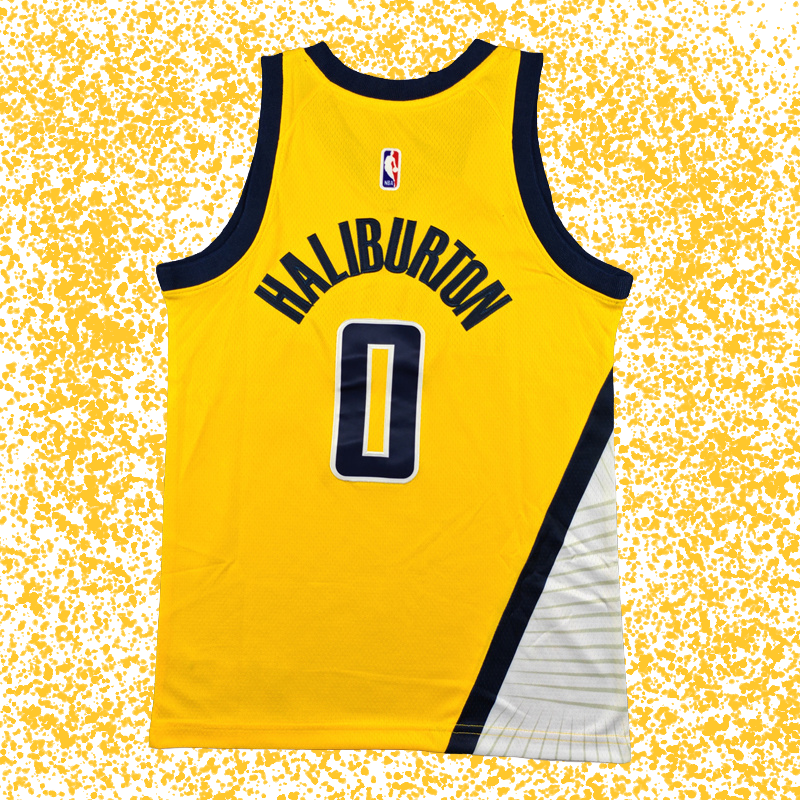 Indiana Pacers #0 Haliburton Yellow T-Shirt