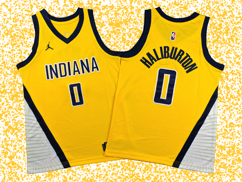 Indiana Pacers #0 Haliburton Yellow T-Shirt