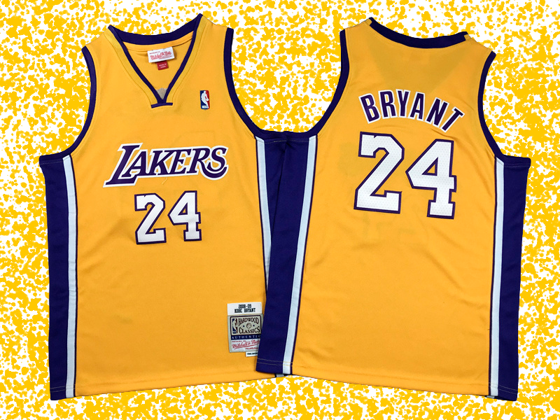 Lakers #24 Bryant Yellow V-Neck Icon Edition T-Shirt