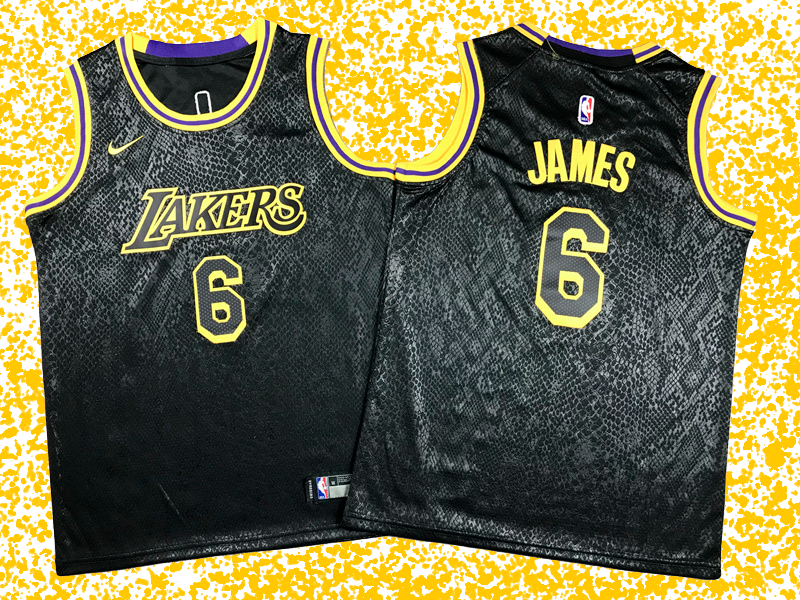 Lakers #6 James Black Snakeskin Special Edition T-Shirt