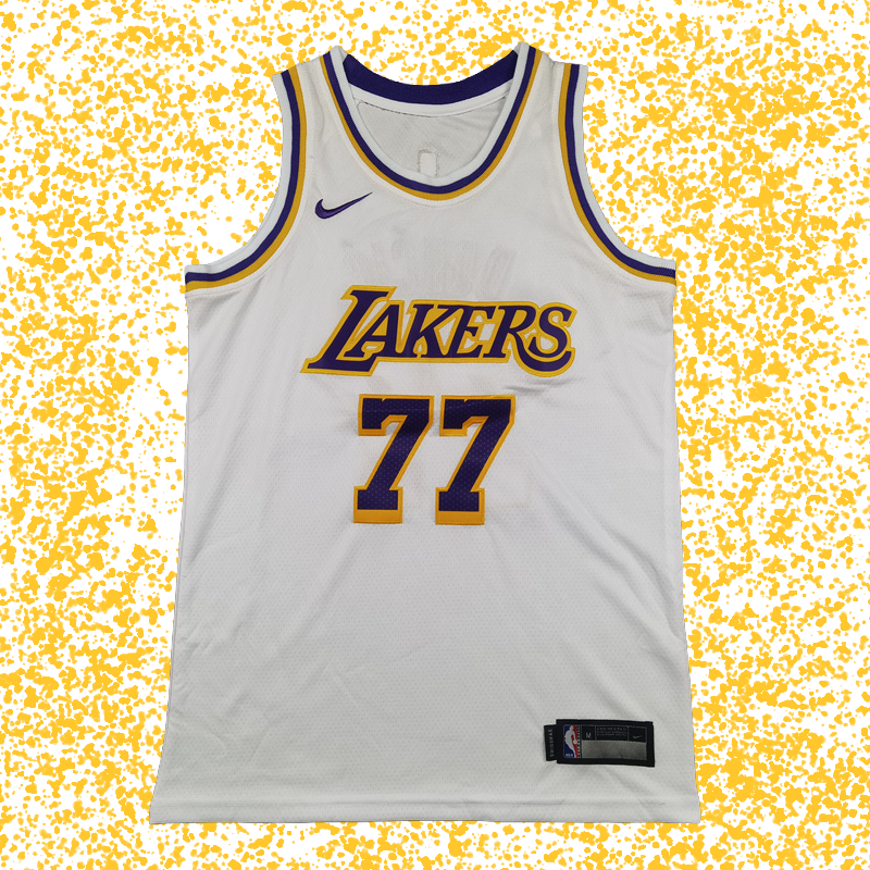 Lakers #77 Doncic White T-Shirt