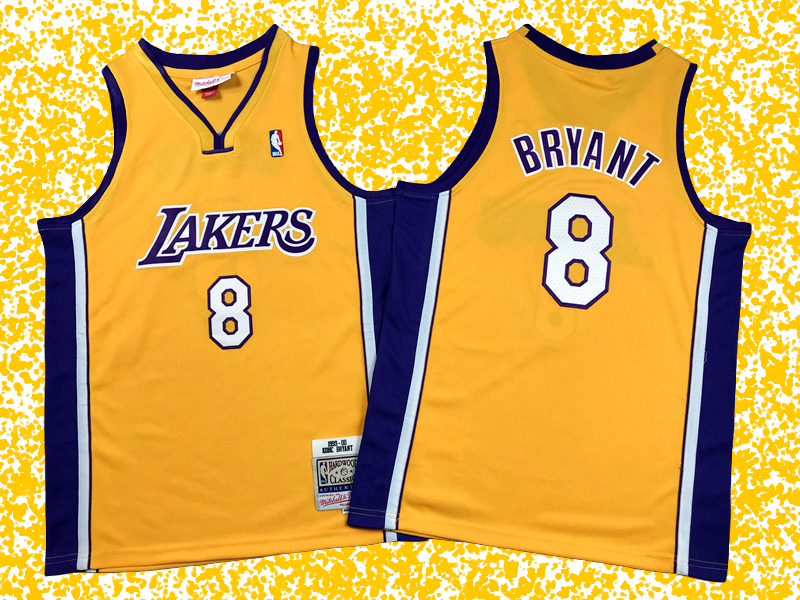 Lakers #8 Bryant Yellow V-Neck Classic Edition T-Shirt