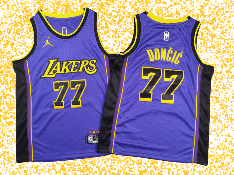 Lakers #77 Doncic Purple Statement Edition T-Shirt