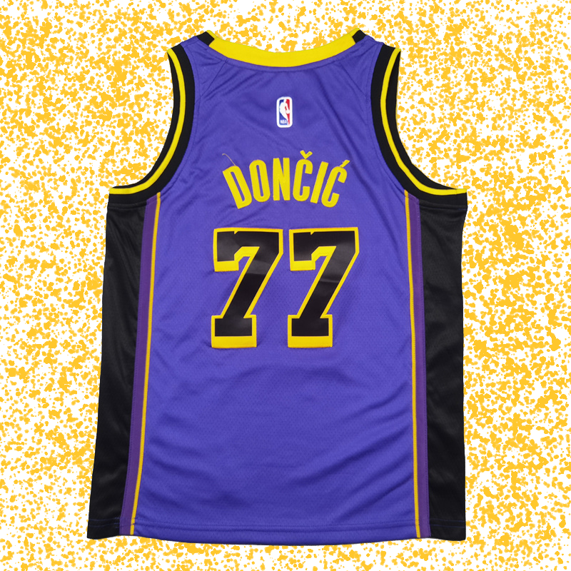 Lakers #77 Doncic Purple Statement Edition T-Shirt