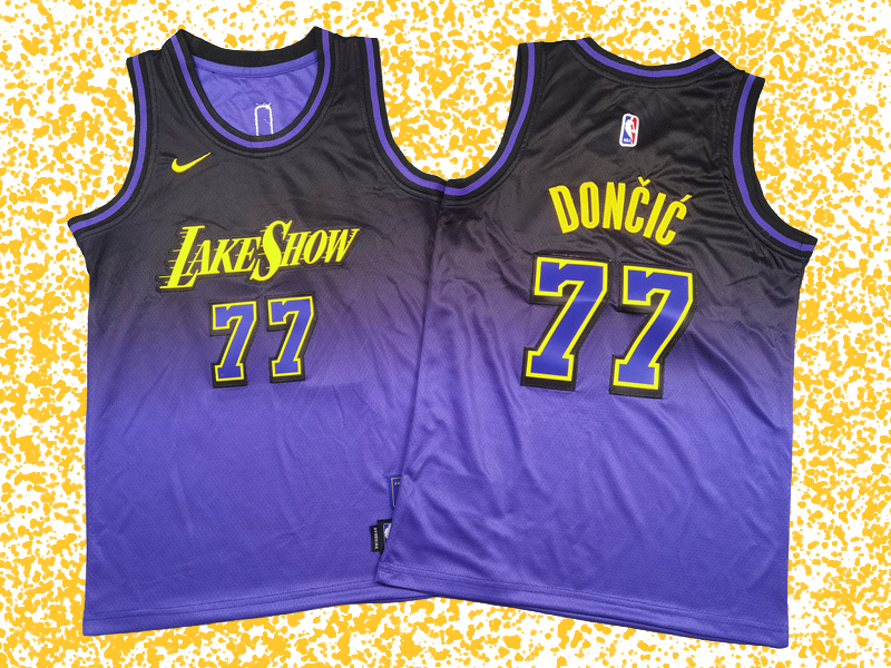 Lakers #77 Doncic Purple City Edition T-Shirt