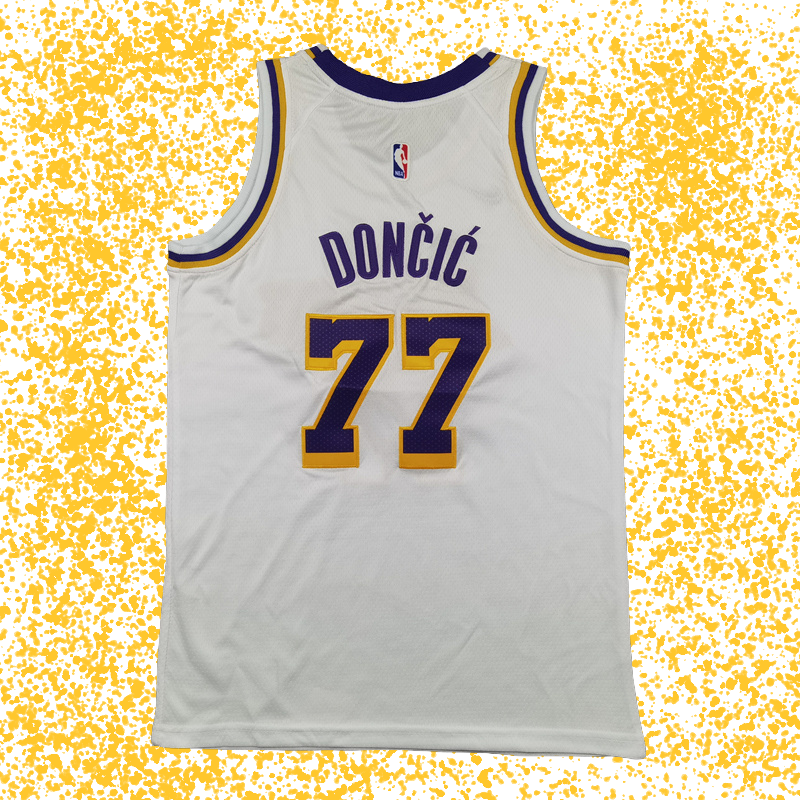 Lakers #77 Doncic White T-Shirt