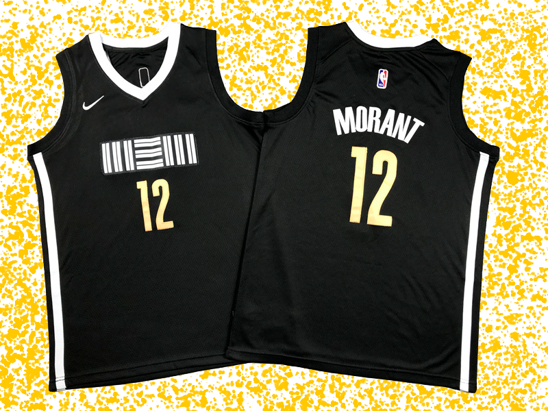 Grizzlies #12 Morant Black 2024 City Edition T-Shirt