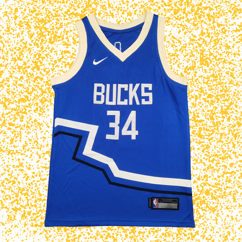 Milwaukee Bucks #34 Antetokounmpo Blue City Edition T-Shirt