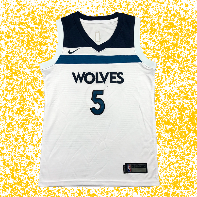 Timberwolves #5 Edwards White Association Edition T-Shirt