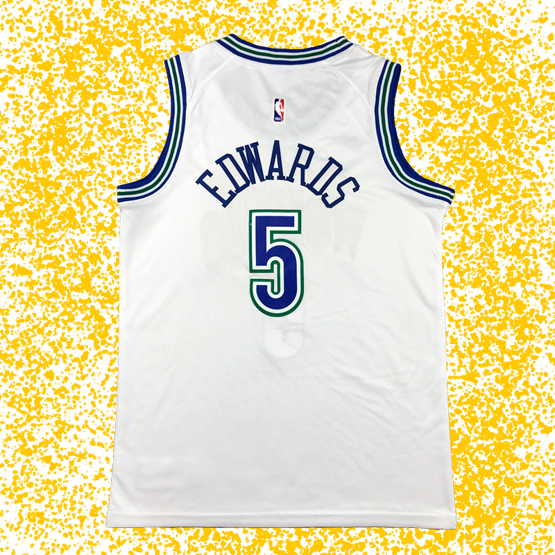 Timberwolves #5 Edwards White Classic Edition T-Shirt