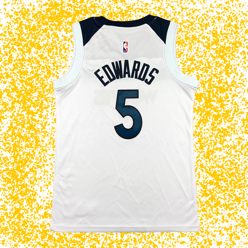 Timberwolves #5 Edwards White Association Edition T-Shirt