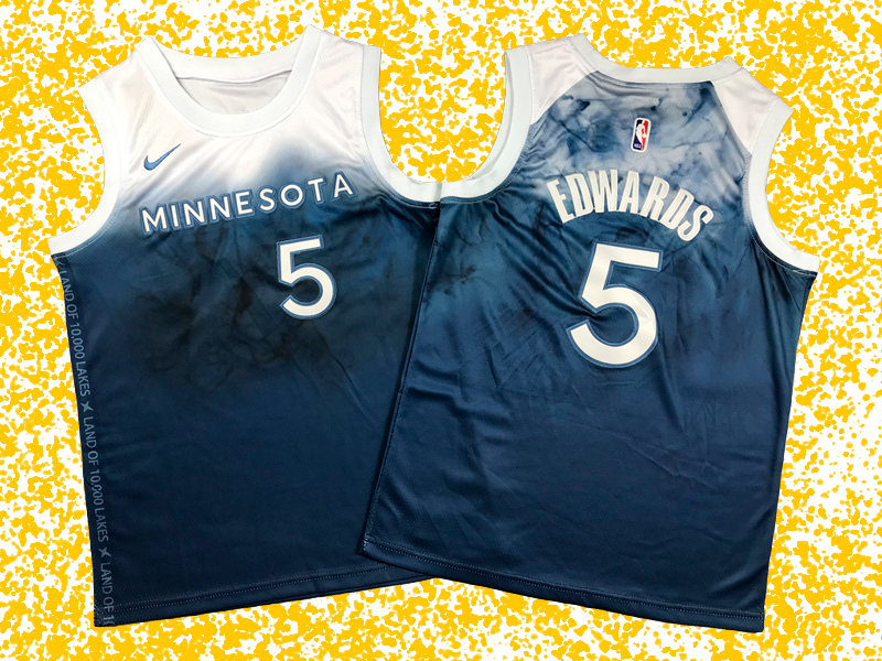 Timberwolves #5 Edwards Blue 2024 City Edition T-Shirt