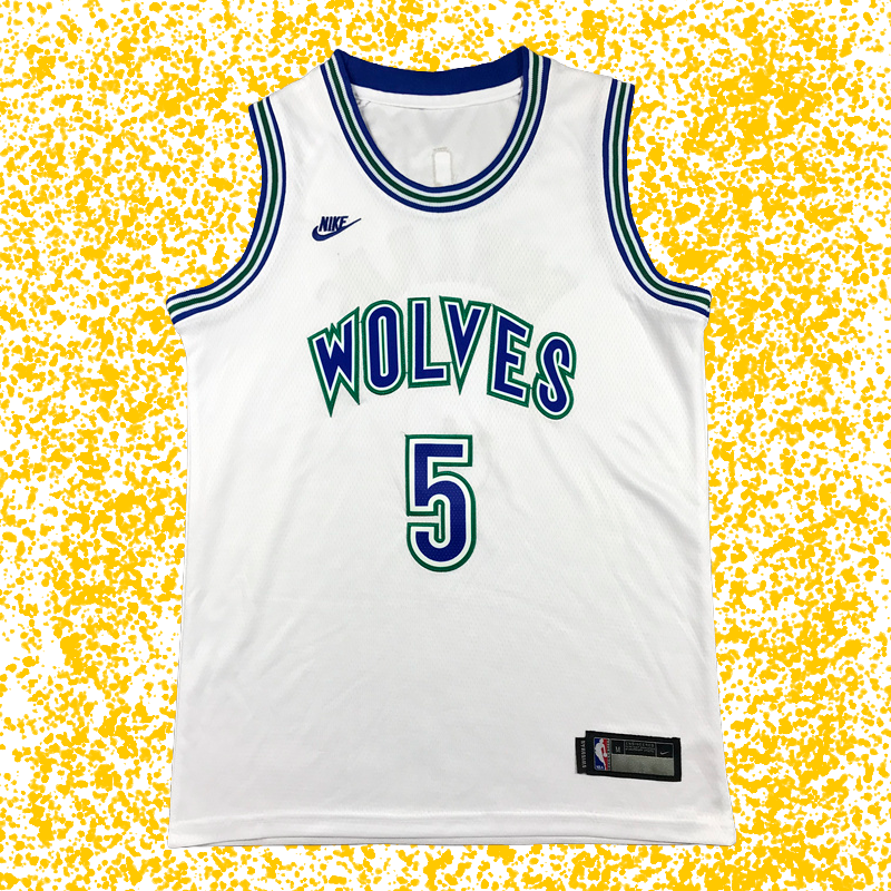 Timberwolves #5 Edwards White Classic Edition T-Shirt