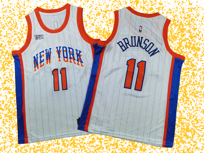 Knicks #11 Brunson White City Edition T-Shirt