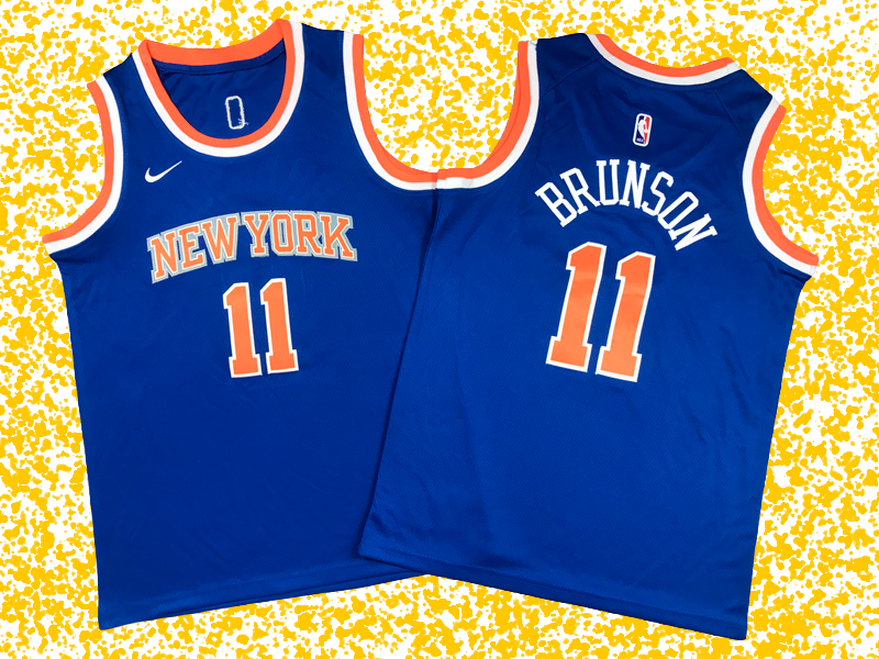 Knicks #11 Brunson Blue Icon Edition T-Shirt