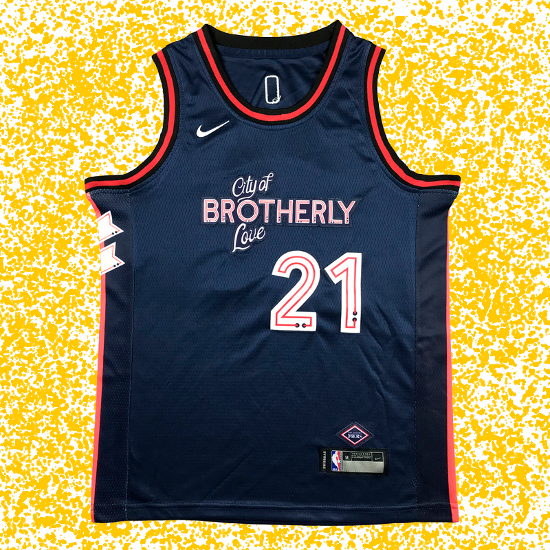 76ers #21 Embiid Deep Navy 2024 City Edition T-Shirt