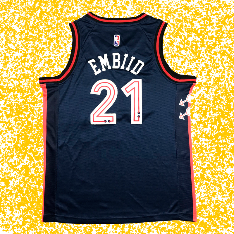 76ers #21 Embiid Deep Navy 2024 City Edition T-Shirt