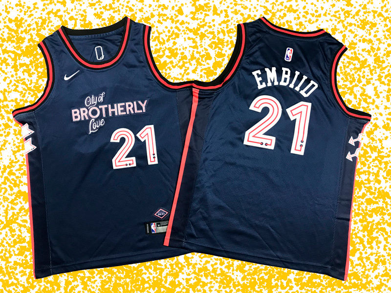 76ers #21 Embiid Deep Navy 2024 City Edition T-Shirt