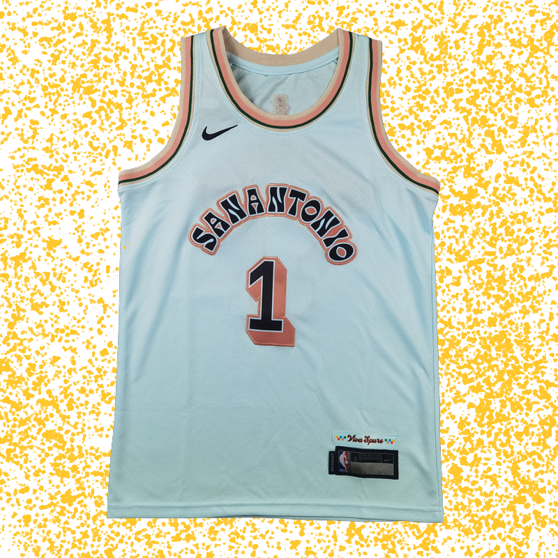 Spurs #1 Wembanyama Ice Blue City Edition T-Shirt