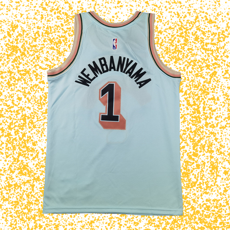 Spurs #1 Wembanyama Ice Blue City Edition T-Shirt