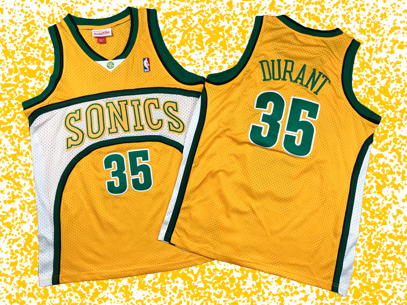 SuperSonics #35 Durant Yellow Icon Edition T-Shirt